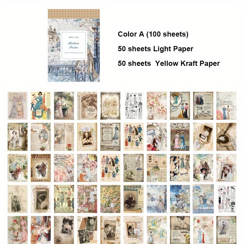 100 Sheets Vintage Scrapbook Paper for Journaling