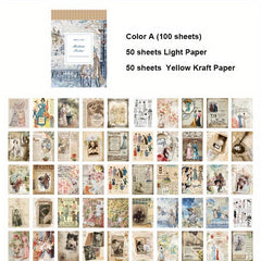 100 Sheets Vintage Scrapbook Paper for Journaling