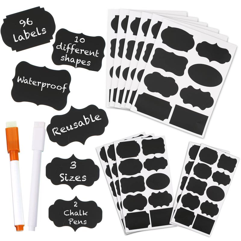 72pcs Chalkboard Label Set, 2 Marker, Reusable Waterproof Chalk Label