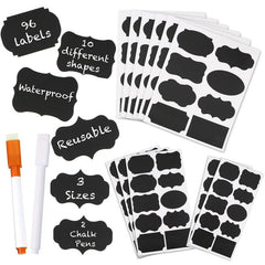 72pcs Chalkboard Label Set, 2 Marker, Reusable Waterproof Chalk Label
