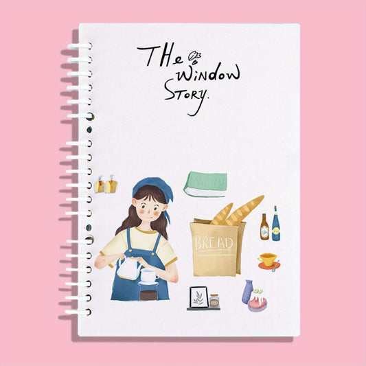 Cartoon Girl Succulent Plant Coil Book A5 Loose-leaf 60 Sheets