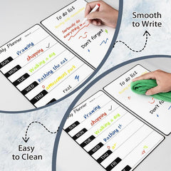 2pcs Magnetic Weekly Dry Erase Board For Fridge Notepad