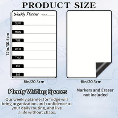 2pcs Magnetic Weekly Dry Erase Board For Fridge Notepad