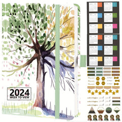2023 A4 Week To View Diary PU Leather Hard Cover January-December