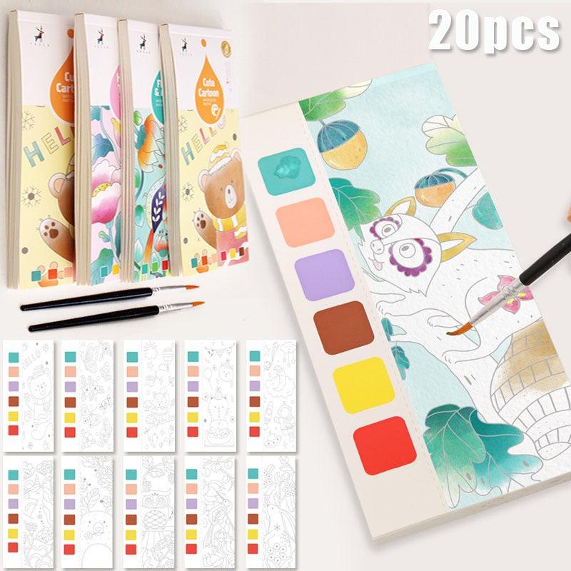 20 Sheets Paint With Water Activity Books Set