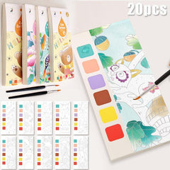 20 Sheets Paint With Water Activity Books Set