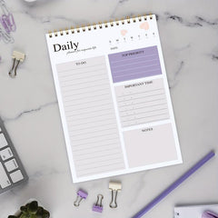 BUBU Purple Daily Planner Notepad - Stay Organized and Motivated