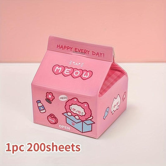 200 Sheets Milk Box Sticky Note Paper Non-Adhesive Boxed Sticky Notes