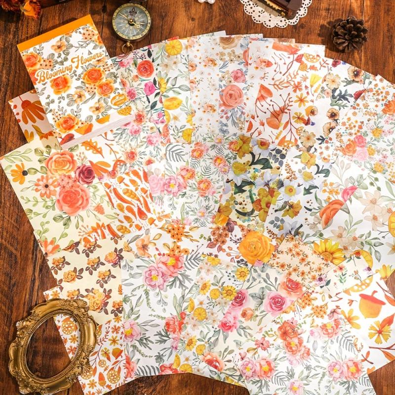 Vintage Yellow Flowers Scrapbook Paper - 200 Sheets
