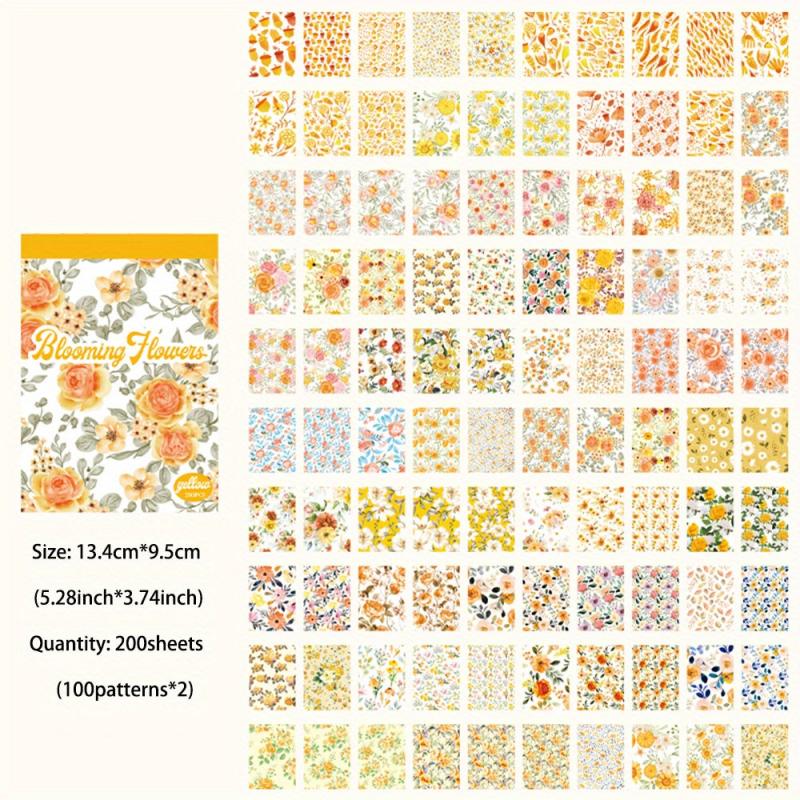 Vintage Yellow Flowers Scrapbook Paper - 200 Sheets