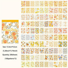 Vintage Yellow Flowers Scrapbook Paper - 200 Sheets