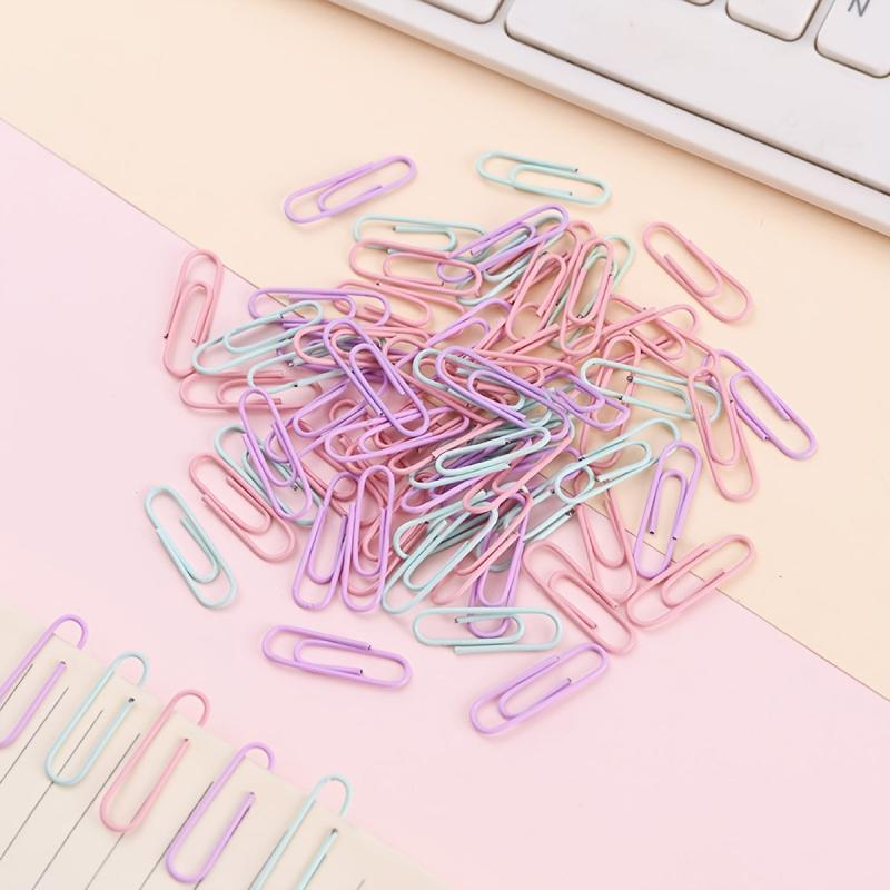 200pcs Boxed Macaron Paper Clip 28mm Office Data Clip Anti Rust Paper Clamp