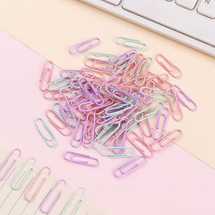200pcs Boxed Macaron Paper Clip 28mm Office Data Clip Anti Rust Paper Clamp