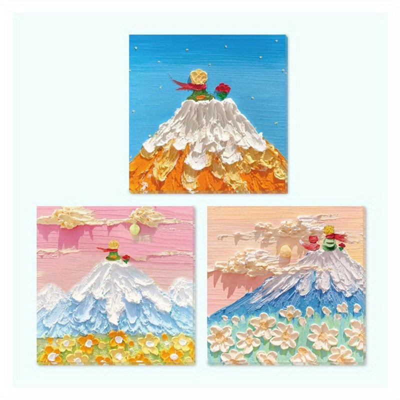 3x3 Painting Pattern Sticky Notes 3 Packs, 4 Series, 90 Sheets