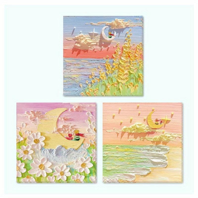 3x3 Painting Pattern Sticky Notes 3 Packs, 4 Series, 90 Sheets