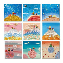 3x3 Painting Pattern Sticky Notes 3 Packs, 4 Series, 90 Sheets