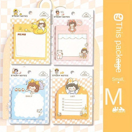 4PCS Cartoon Girl Sticky Note Book Fun Creative Message Note
