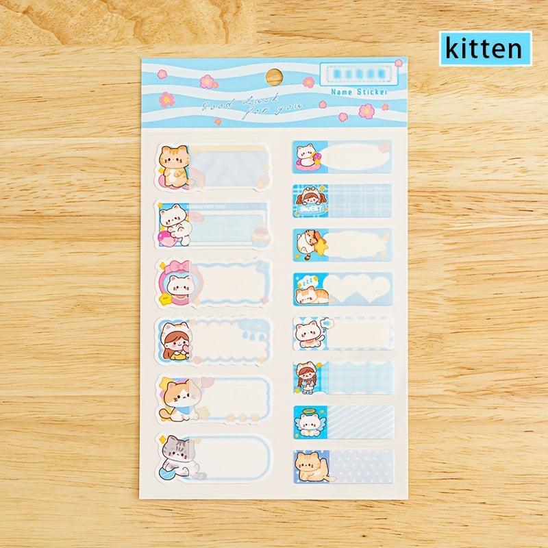 Waterproof Name Stickers Cartoon Labels Personalized Kids School Stationery