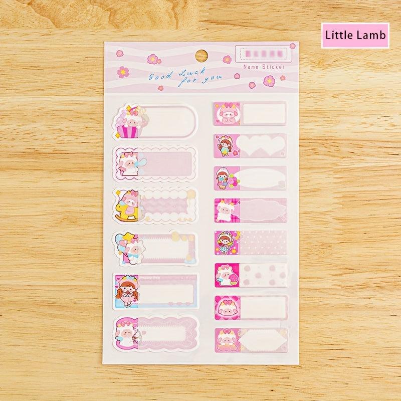 Waterproof Name Stickers Cartoon Labels Personalized Kids School Stationery