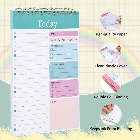 Daily Planner Notepad Undated 52 Sheets Tear Off Checklist Hourly Schedule
