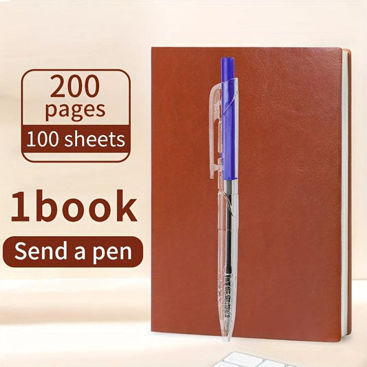 Faux Leather Notebook 200 Pages 5.91x8.31in Portable Diary Stationery Gift