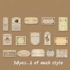 30pcs Bronzing Banknote Note Sticker Retro DIY Scrapbook Decoration