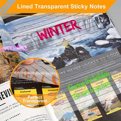200 Sheets Line Transparent Sticky Notes Combo Pack