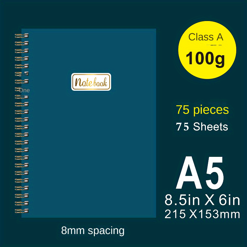 A5 Coil Loose leaf Notebook Daily Work Plan Blank Horizontal Line 75 Sheets
