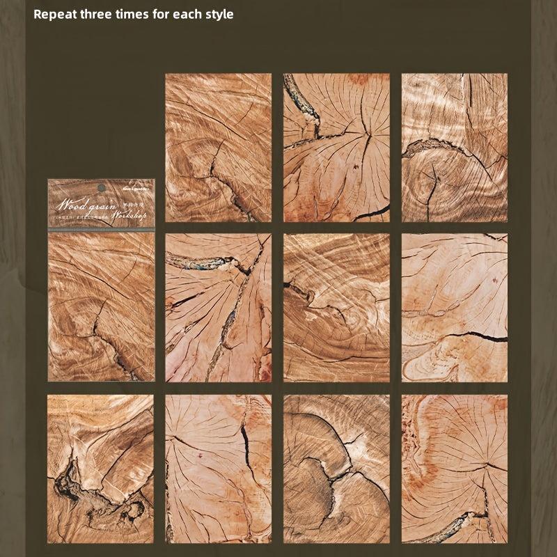 30pcs Texture Material Paper Wood Grain Workshop Series Non Self Adhesive