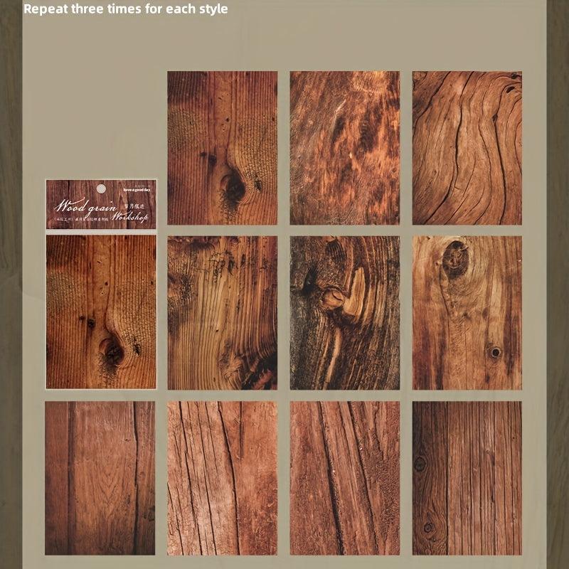 30pcs Texture Material Paper Wood Grain Workshop Series Non Self Adhesive