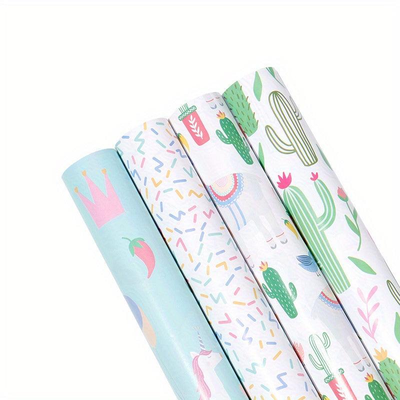 4pcs 50 Christmas Wrapping Papers Gift Foil Stamping Paper For Gift Boxes