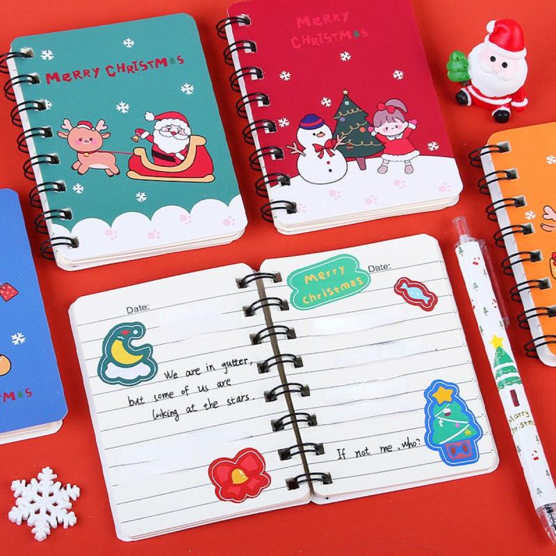 1pc Christmas A7 Coil Notebook 40 Pages Pocket Notepad Office School Supplies