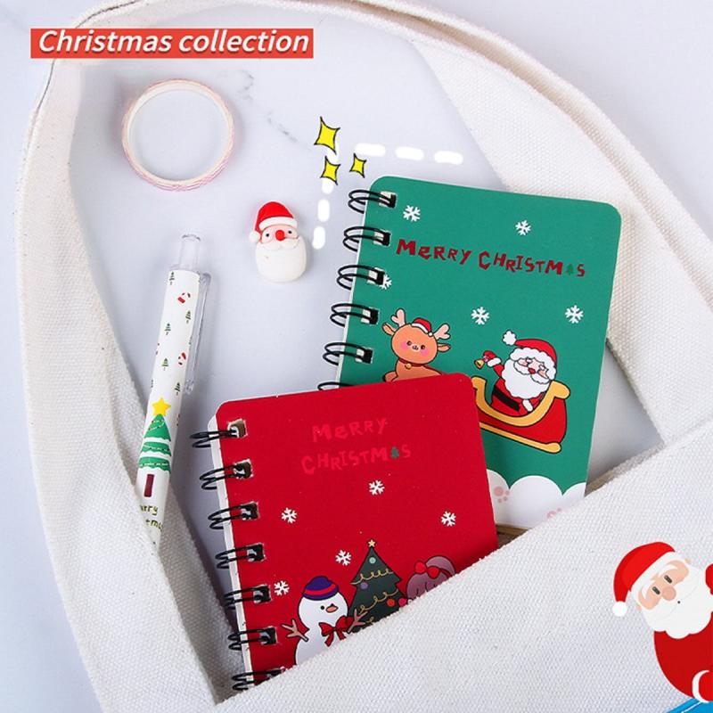 1pc Christmas A7 Coil Notebook 40 Pages Pocket Notepad Office School Supplies