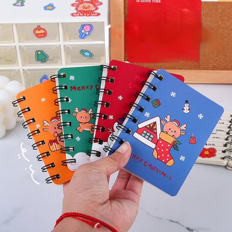 1pc Christmas A7 Coil Notebook 40 Pages Pocket Notepad Office School Supplies
