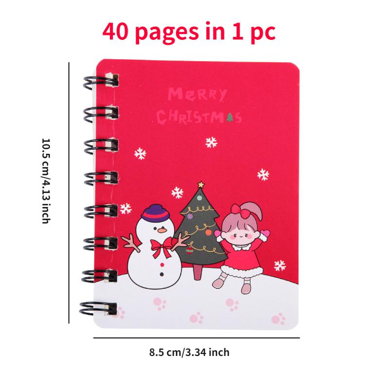 1pc Christmas A7 Coil Notebook 40 Pages Pocket Notepad Office School Supplies