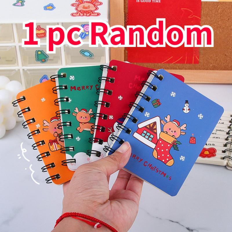 1pc Christmas A7 Coil Notebook 40 Pages Pocket Notepad Office School Supplies