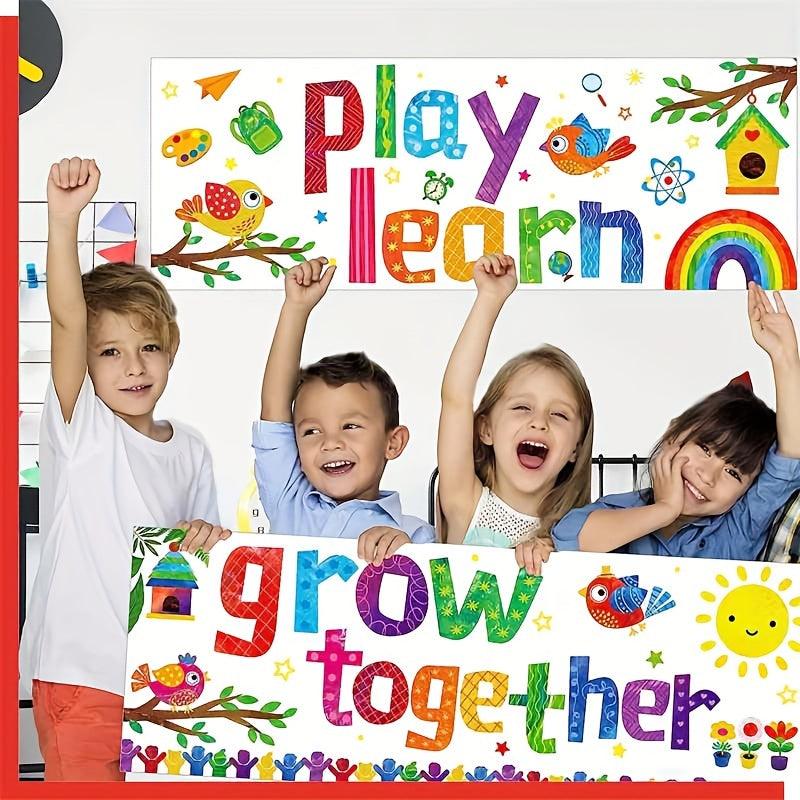 2pcs Motivational Classroom Banner Poster Preschool High S