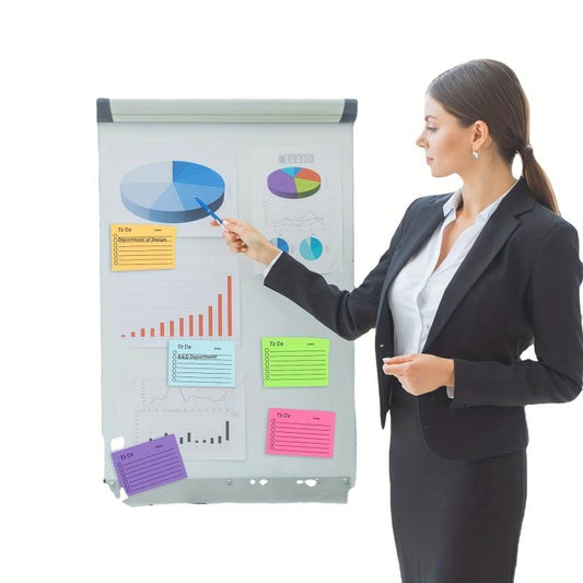 50pcs Fluorescent Sticky Notes Set, 450 Date Memo Pads, Office Stickers