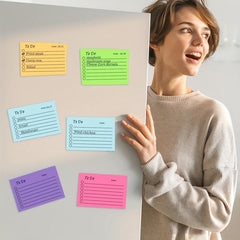 50pcs Fluorescent Sticky Notes Set, 450 Date Memo Pads, Office Stickers