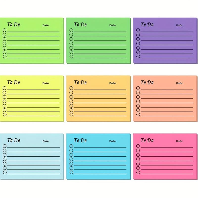 50pcs Fluorescent Sticky Notes Set, 450 Date Memo Pads, Office Stickers
