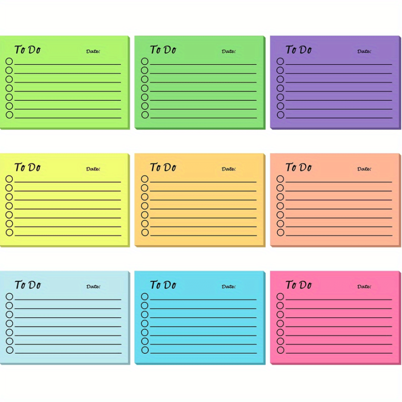 50pcs Fluorescent Sticky Notes Set, 450 Date Memo Pads, Office Stickers
