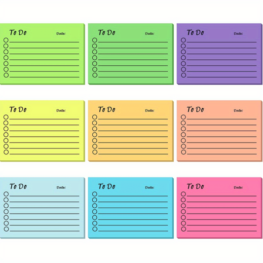 50pcs Fluorescent Sticky Notes Set, 450 Date Memo Pads, Office Stickers