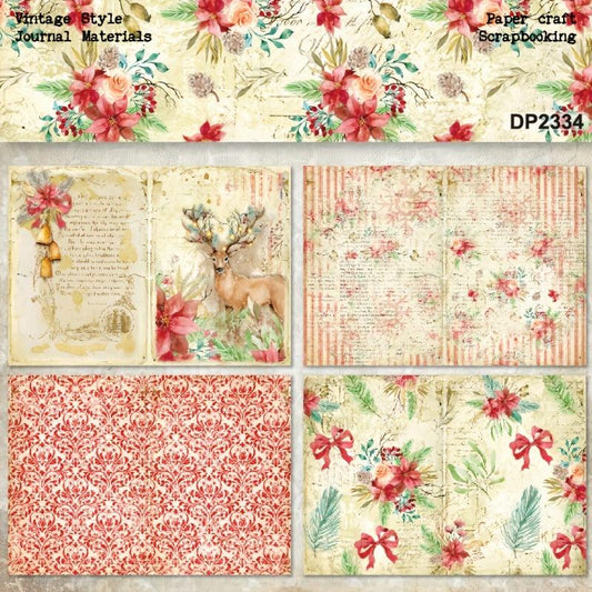 8pcs A5 Single Sided Pattern Paper Merry Christmas Background
