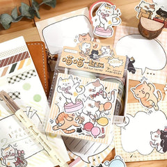36pcs Cartoon Cat Sticker Stationery Set & Memo Pad