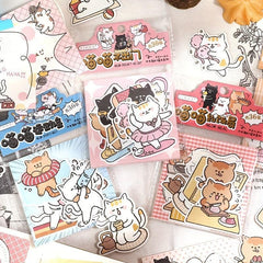 36pcs Cartoon Cat Sticker Stationery Set & Memo Pad