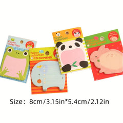 8 Cartoon Sticky Notes Animal Memo Pad - Office/School/Home Use