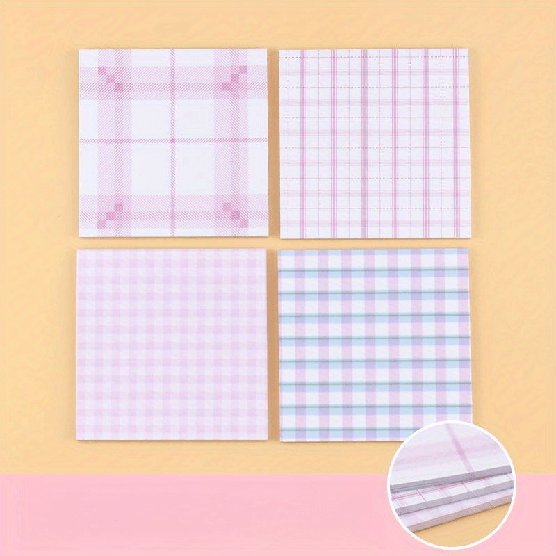 4pcs Colorful Texture Sticky Notes Tearable Memo Paper