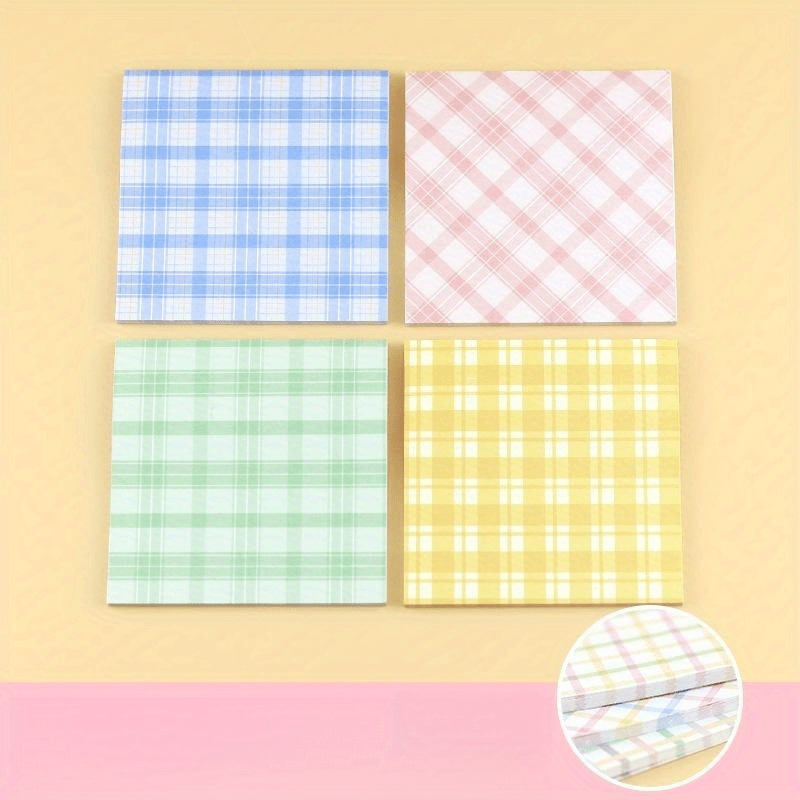 4pcs Colorful Texture Sticky Notes Tearable Memo Paper