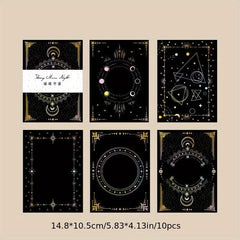 10pcs Laser Golden & Silvery Collage Card Star & Moon Night Series Light Retro