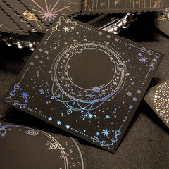 10pcs Laser Golden & Silvery Collage Card Star & Moon Night Series Light Retro
